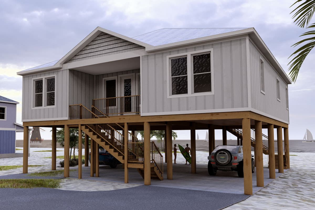 Plan 461048DNN: 4-Bed Coastal House Plan with Drive-Under Carport - 1749 Sq Ft - Image #7 - Beach, Coastal, Florida-Style