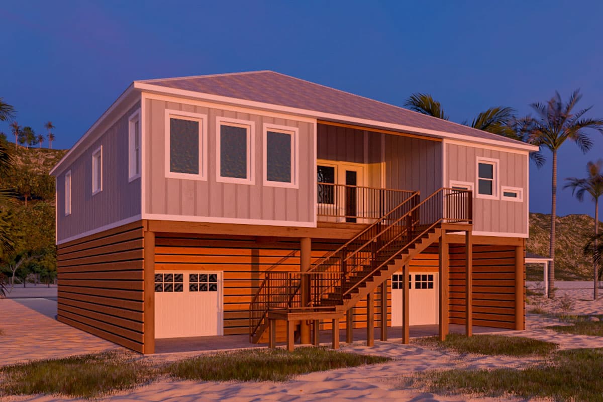 Plan 461049DNN: 4-Bed Coastal House Plan with 2-Car Garage - 1749 Sq Ft - Image #5 - Beach, Coastal, Florida-Style