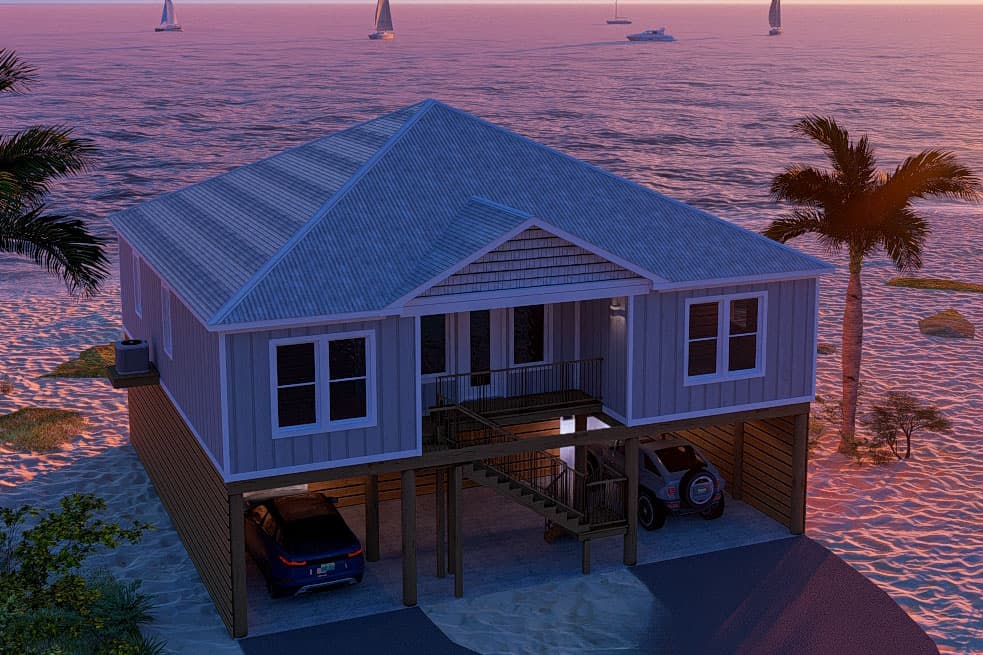 Plan 461049DNN: 4-Bed Coastal House Plan with 2-Car Garage - 1749 Sq Ft - Image #7 - Beach, Coastal, Florida-Style