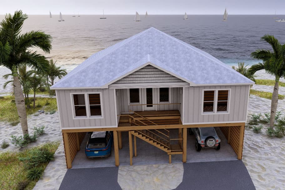 Plan 461049DNN: 4-Bed Coastal House Plan with 2-Car Garage - 1749 Sq Ft - Image #6 - Beach, Coastal, Florida-Style