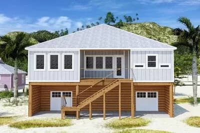 4-Bed Coastal House Plan with 2-Car Garage - 1749 Sq Ft