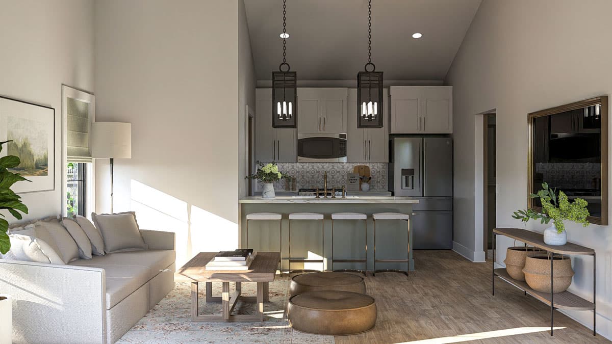 Plan 623457DJ: ADU Cottage House Plan with Open Concept Living Space - 602 Sq Ft - Image #8 - Cottage, Transitional