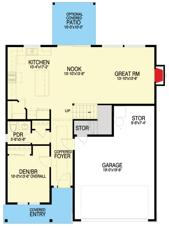 Plan 28157J: 3-Bed Traditional House Plan with Bonus Room - 2263 Sq Ft - Floor Plan - Main Level - Country, Craftsman, Traditional
