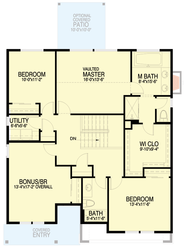 Plan 28157J: 3-Bed Traditional House Plan with Bonus Room - 2263 Sq Ft - Floor Plan - 2nd Floor - Country, Craftsman, Traditional