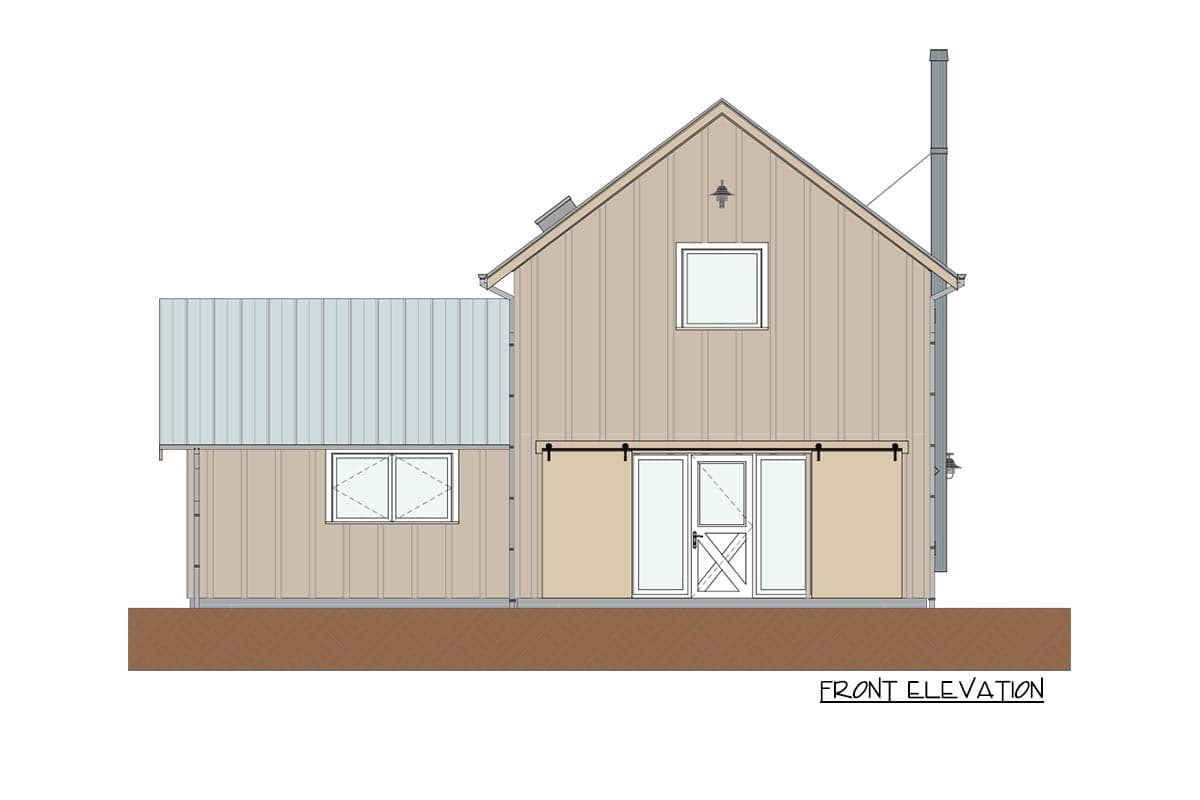 Plan 871034NST: Barn-style Country Cottage with Three Bedrooms - 1400 Sq Ft - Image #5 - Barndominium, Cottage, Country, Farmhouse, Rustic, Traditional
