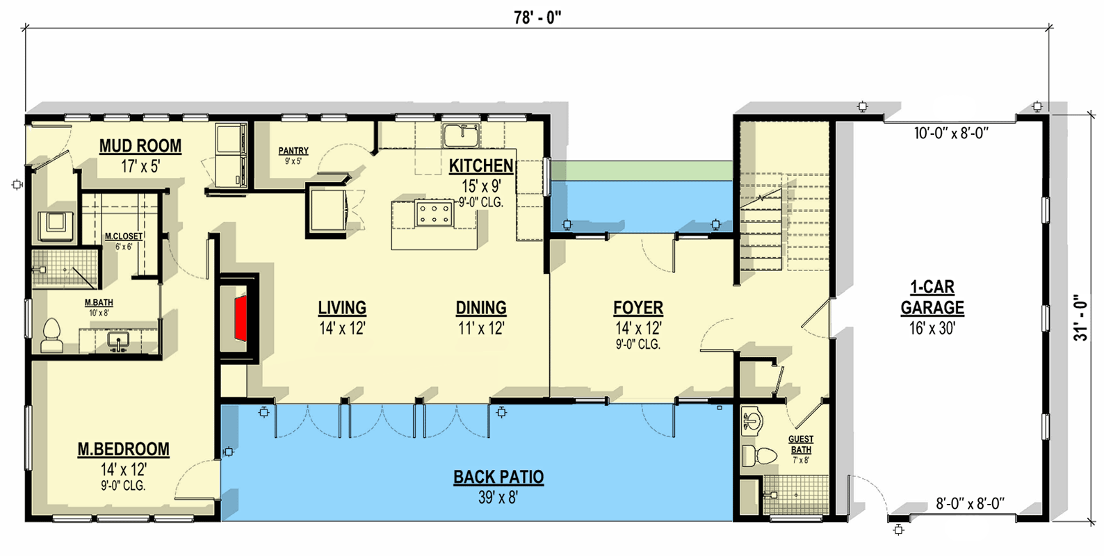 Plan 307727RAD: 2-Bed Mountain Lake House Plan with Two Master Suites - 2367 Sq Ft - Floor Plan - Main Level - Mountain, Rustic