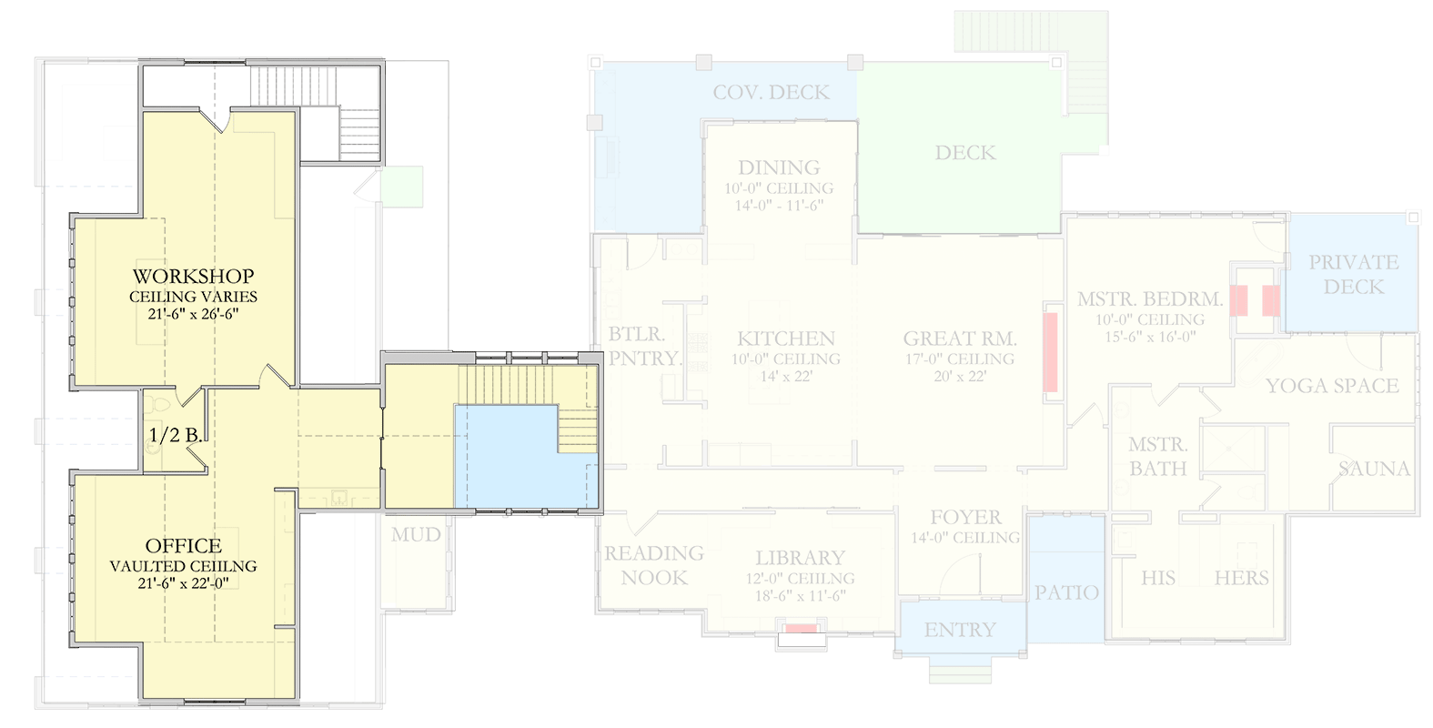Plan 490125NAH: Contemporary Farmhouse Plan with Lower Level Sport Court - 9583 Sq Ft - Floor Plan - 2nd Floor - Contemporary, Country, Farmhouse, Hill Country, New American, Ranch, Transitional