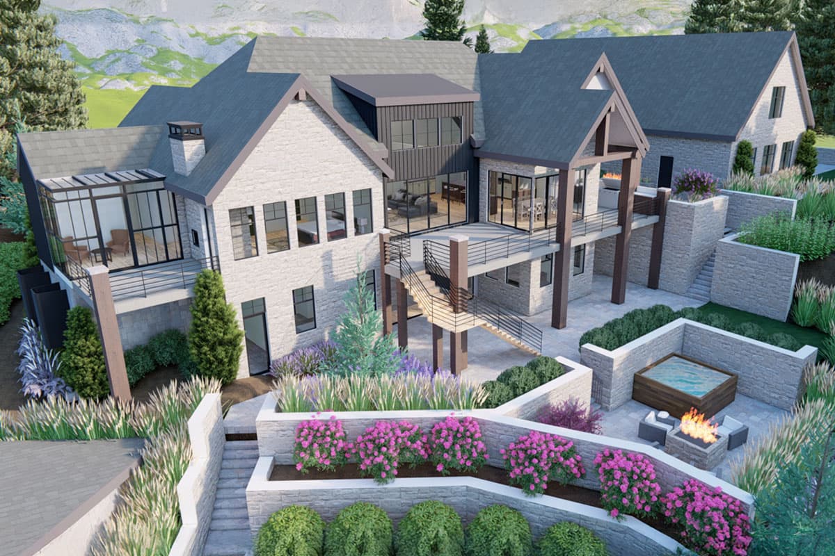 Plan 490125NAH: Contemporary Farmhouse Plan with Lower Level Sport Court - 9583 Sq Ft - Image #5 - Contemporary, Country, Farmhouse, Hill Country, New American, Ranch, Transitional