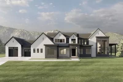 3-Bedroom Transitional Farmhouse Plan with Two-Story Great Room - 4264 Sq Ft
