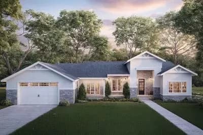 Contemporary Ranch House Plan with Open Concept Living Space - 2382 Sq Ft