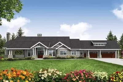 3-Bed Ranch House Plan with Outdoor Living Space - 3045 Sq Ft