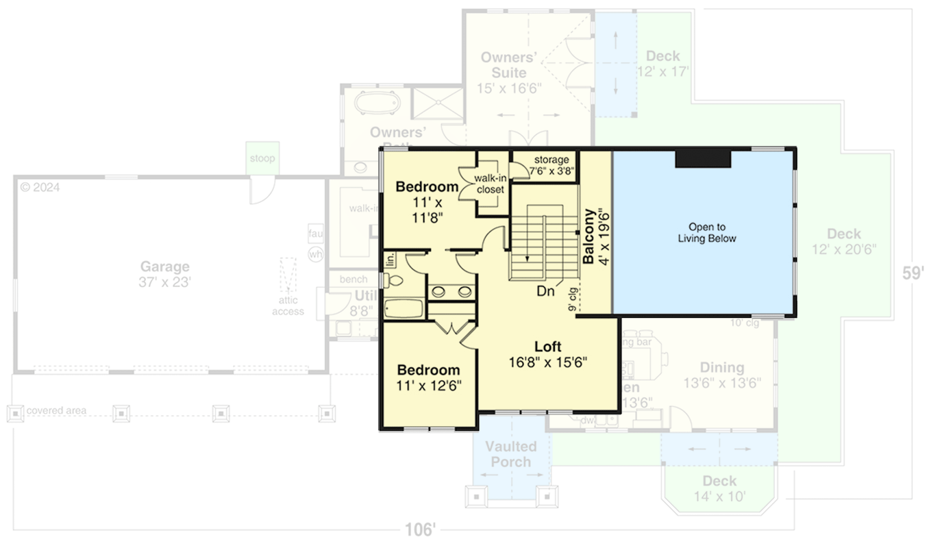Plan 72449DA: 3-Bed Craftsman House Plan with Wrap-Around Porch - 3031 Sq Ft - Floor Plan - 2nd Floor - Craftsman, Farmhouse, Mountain, Traditional