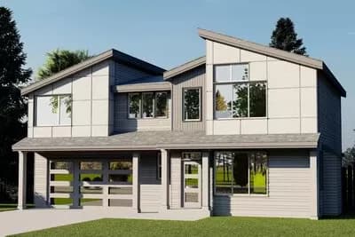 3-Bed Contemporary House Plan with 2-Car Garage - 2082 Sq Ft