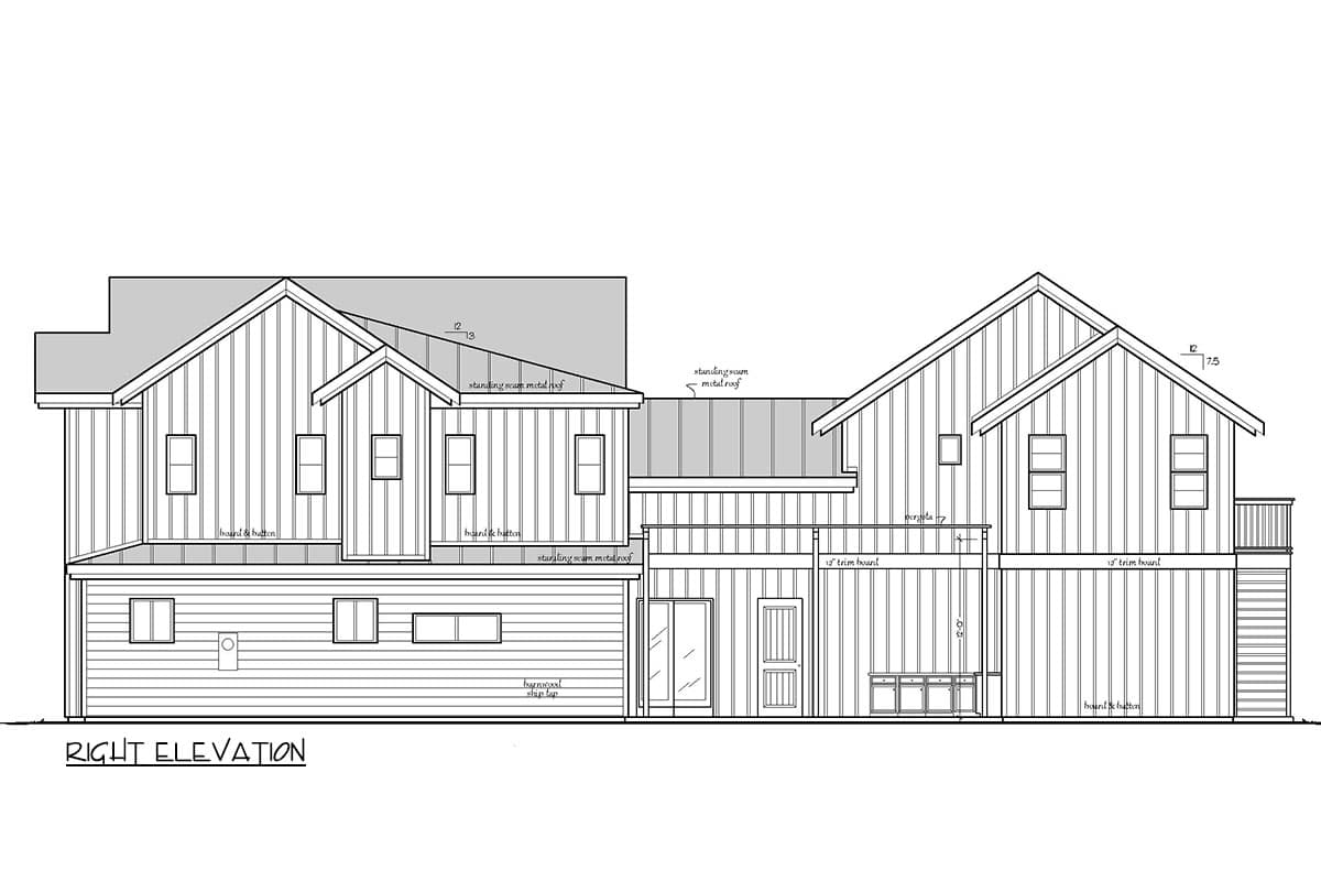 Plan 833025WAT: Modern Farmhouse Plan for Corner Lot with Attached 1-Bed Apartment  - 4134 Sq Ft - Image #35 - Contemporary, Modern Farmhouse, New American, Transitional