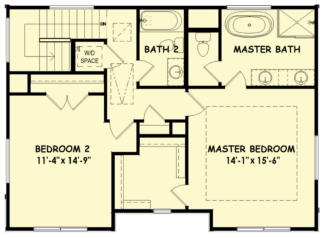 Plan 100338GHR: Two-Story Contemporary House Plan with Second Floor Master Suite - 1622 Sq Ft - Floor Plan - 2nd Floor - Contemporary, Northwest, Prairie, Transitional