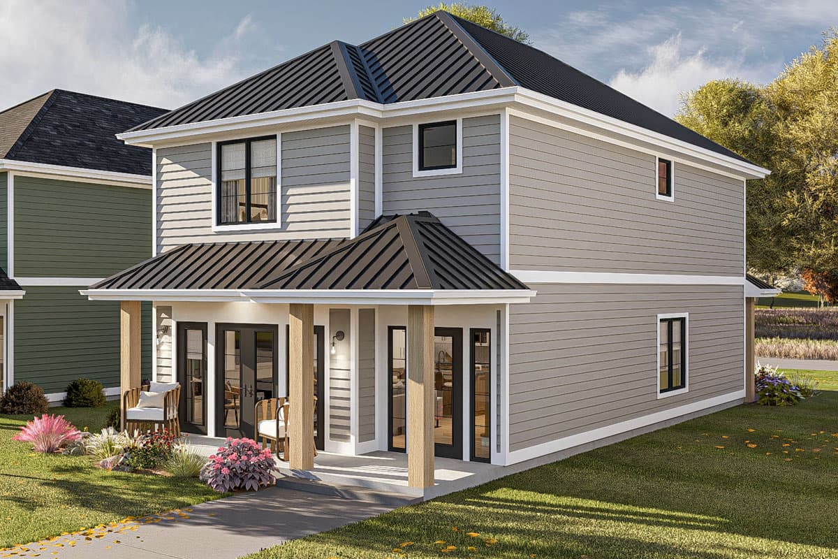 Plan 623458DJ: Two-Story Traditional House Plan for Narrow Lot Under 1700 Sq Ft - Image #6 - Traditional, Transitional