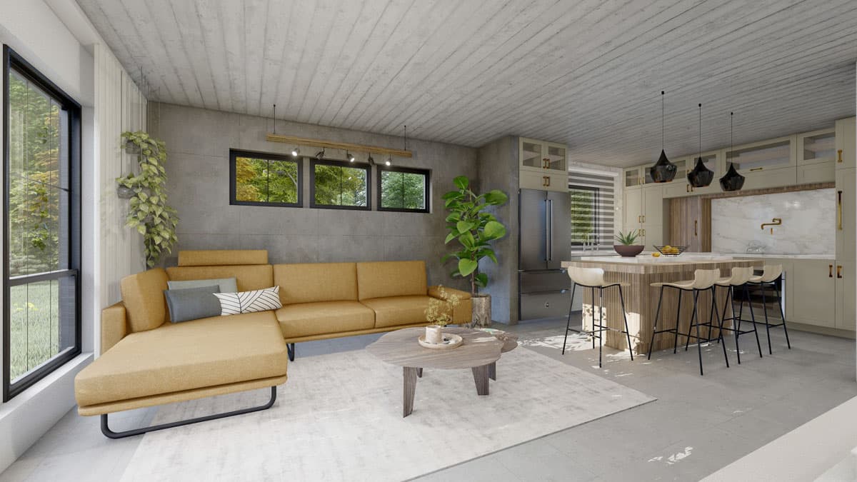 Plan 470305REY: Two Story Modern Farmhouse Cottage Plan with 2-beds upstairs - 879 Sq Ft - Image #5 - Cottage, Modern Farmhouse, New American, Transitional