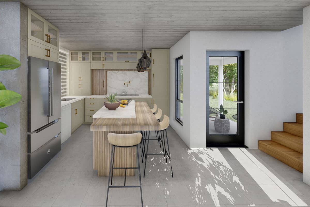 Plan 470305REY: Two Story Modern Farmhouse Cottage Plan with 2-beds upstairs - 879 Sq Ft - Image #6 - Cottage, Modern Farmhouse, New American, Transitional