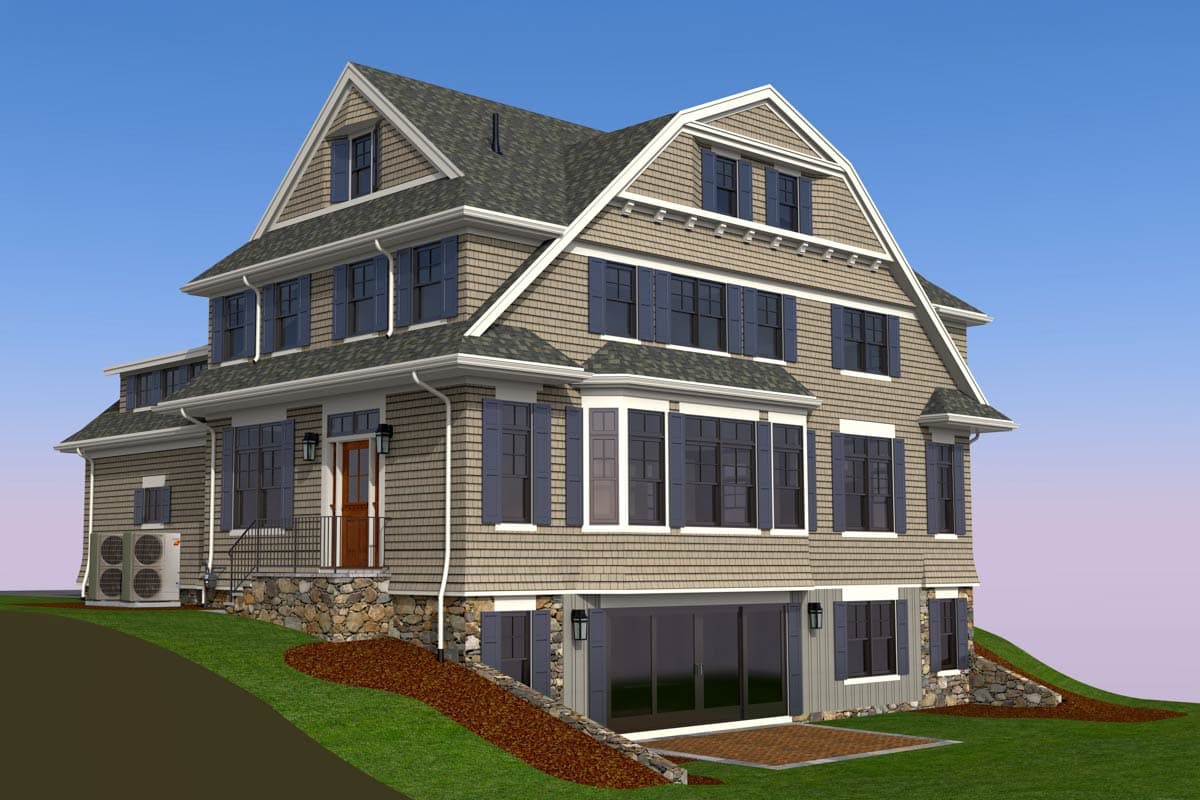 Plan 654021KNA: Three-Story Shingle Style House Plan with Flex Room and Family Room - 2852 Sq Ft - Image #8 - Beach, Cape Cod, Colonial, Cottage, Shingle