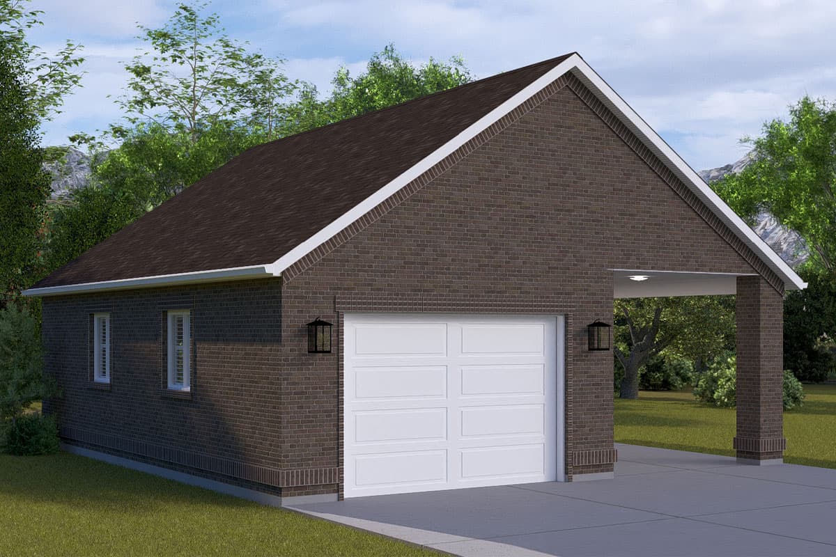 Plan 61560UT: Traditional 1-Car Garage Plan with a Carport - 792 sq Ft - Image #5 - Traditional
