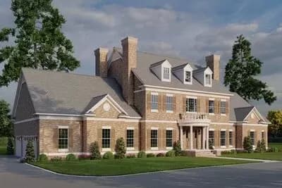 4-Bed Traditional Brick Colonial House Plan with Closed Floor Plan - 4996 Sq Ft