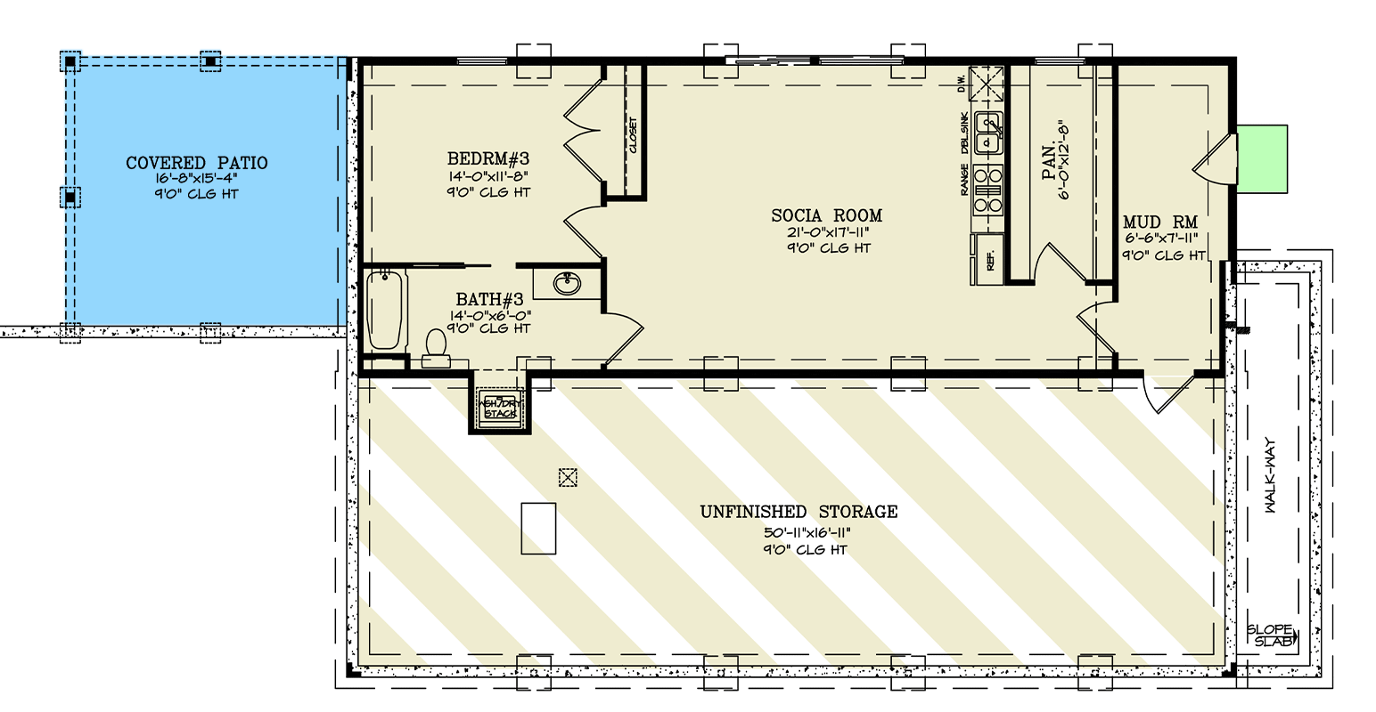 Plan 25839GE: 3-Bed Contemporary Lake House Plan With Front-Sloping Lot - 2890 Sq Ft - Floor Plan - Lower Level - Contemporary