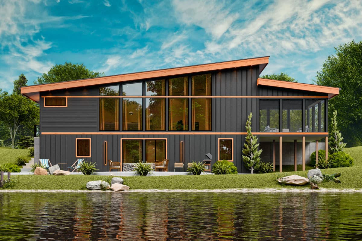 Plan 25839GE: 3-Bed Contemporary Lake House Plan With Front-Sloping Lot - 2890 Sq Ft - Image #11 - Contemporary