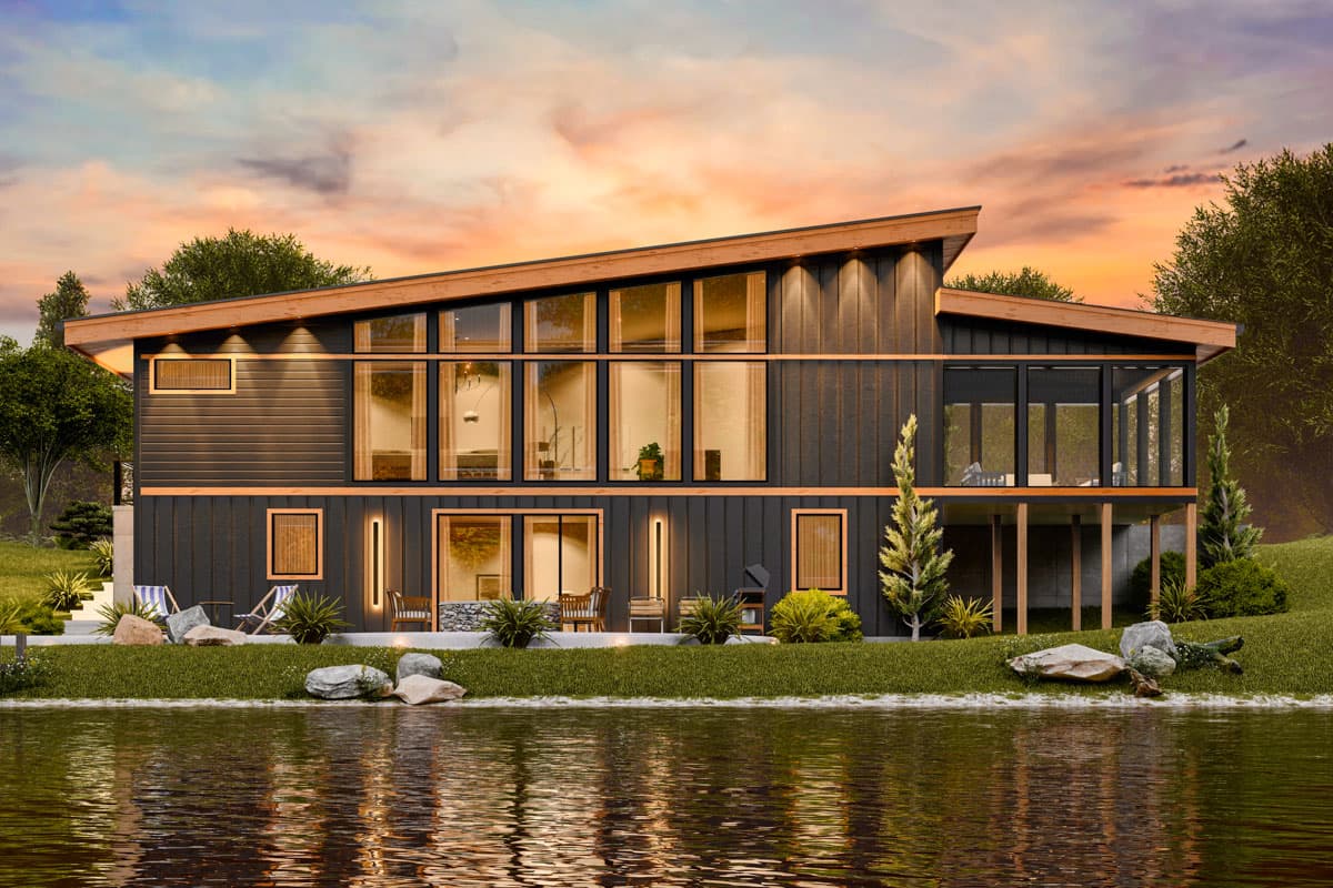 Plan 25839GE: 3-Bed Contemporary Lake House Plan With Front-Sloping Lot - 2890 Sq Ft - Image #7 - Contemporary