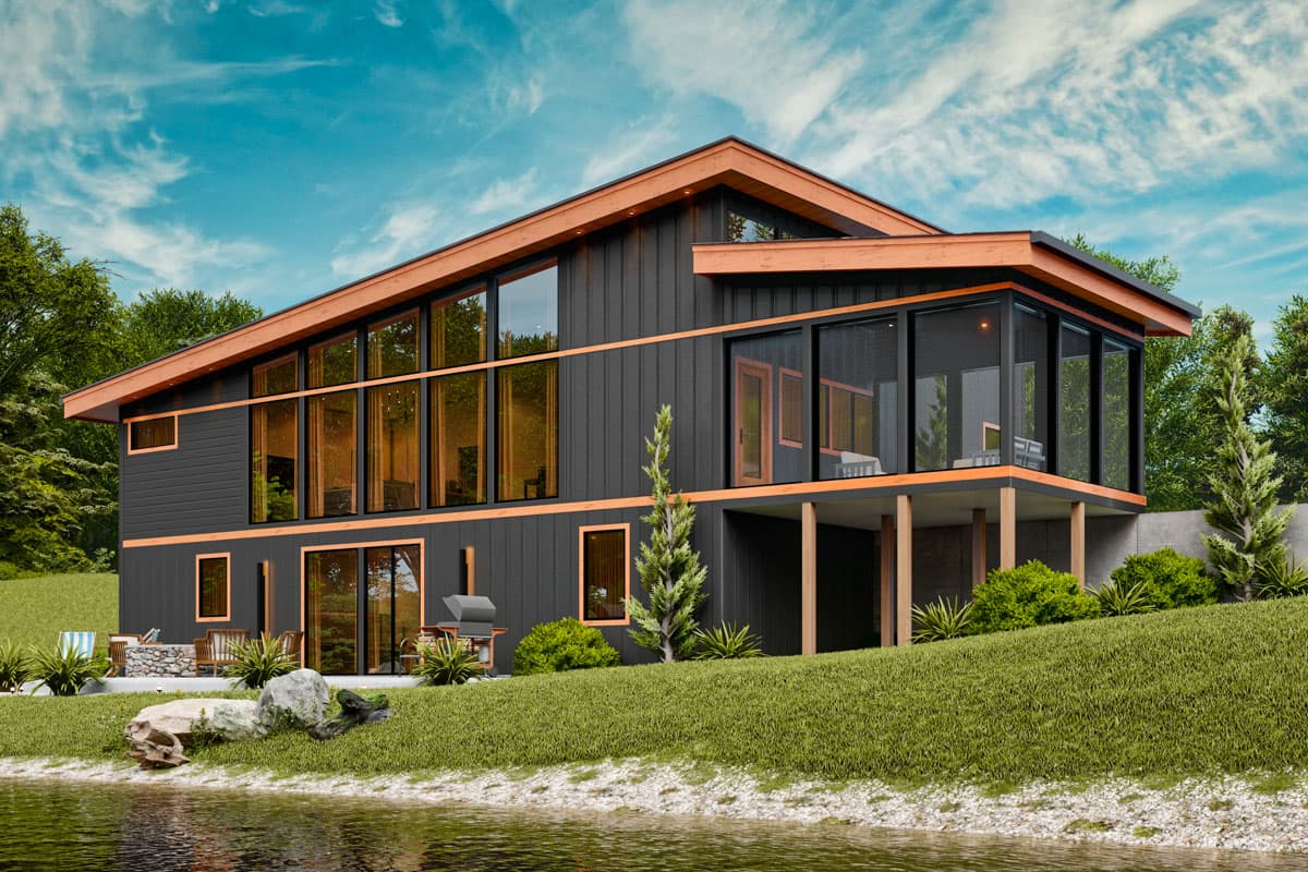 Plan 25839GE: 3-Bed Contemporary Lake House Plan With Front-Sloping Lot - 2890 Sq Ft - Image #10 - Contemporary