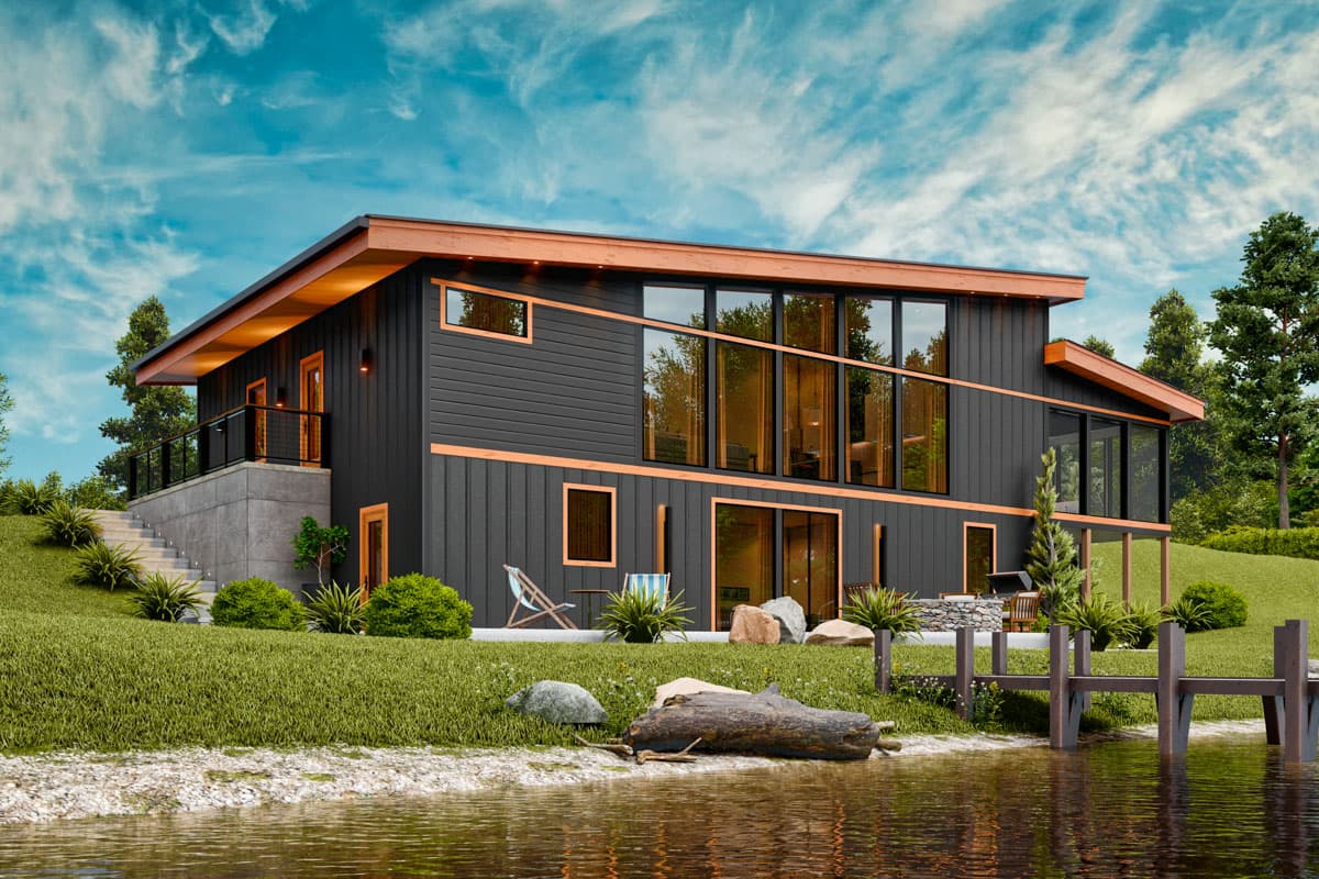 Plan 25839GE: 3-Bed Contemporary Lake House Plan With Front-Sloping Lot - 2890 Sq Ft - Image #9 - Contemporary