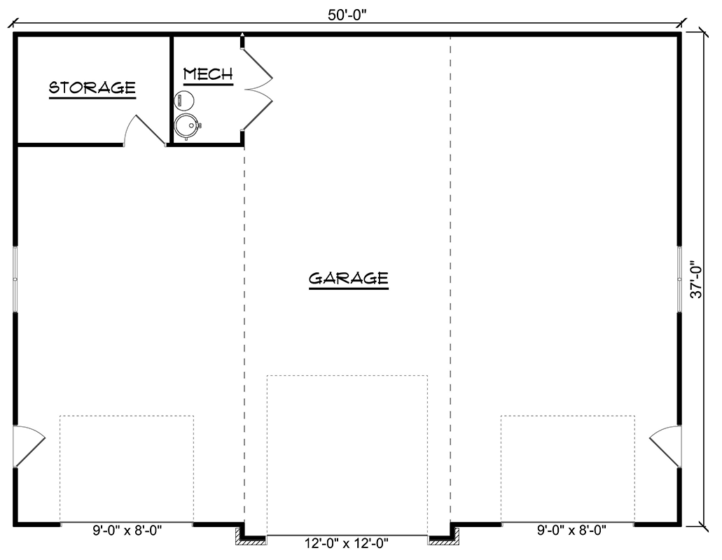 Plan 135316GRA: 3-Car Mountain Craftsman Garage Plan with RV Bay Garage - 1866 Sq Ft - Floor Plan - Main Level - Craftsman, Mountain, Transitional
