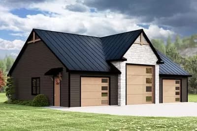 3-Car Mountain Craftsman Garage Plan with RV Bay Garage - 1866 Sq Ft
