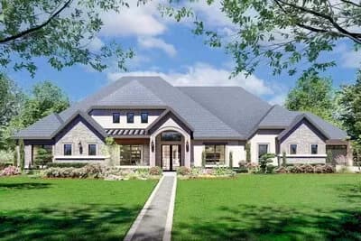 4-Bed Modern Acadian House Plan with Outdoor Living Space - 4096 Sq Ft 