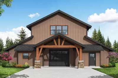 4-Car Barn Garage Workshop with 1-Bedroom Apartment - 1785 Sq Ft