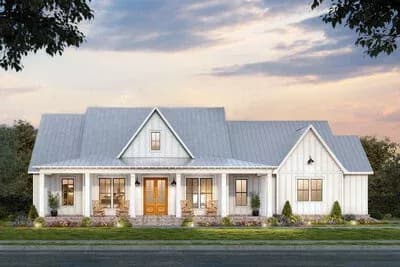 Modern Farmhouse with Home Office and Wrap Around Porch - 2101 Sq Ft