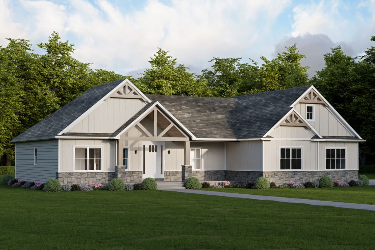 Plan 911051JVD: 3-Bed Craftsman Ranch House Plan with 3-Car Garage - 2075 Sq Ft - Image #6 - Craftsman, Ranch