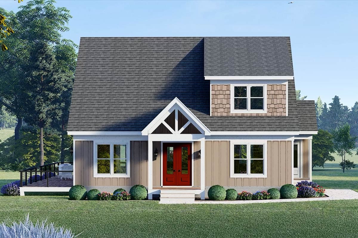 Plan 680492VR: 4-Bed Craftsman Cottage House Plan with Loft - 2413 Sq Ft - Image #7 - Cottage, Craftsman, Traditional