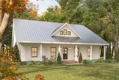 3-Bed Country Farmhouse Plan with Dual Covered Porches - 2000 Sq Ft