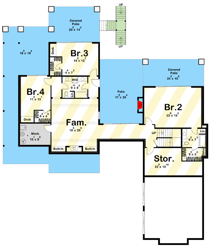 Plan 623462DJ: European-Style Lake House Plan with Optionally Finished Lower Level - 2494 Sq Ft - Floor Plan - Lower Level Layout Option ($ Paid Option) - European, Transitional