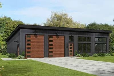 Single-Story Contemporary House Plan with Oversize Garage Bay - 1729 Sq Ft