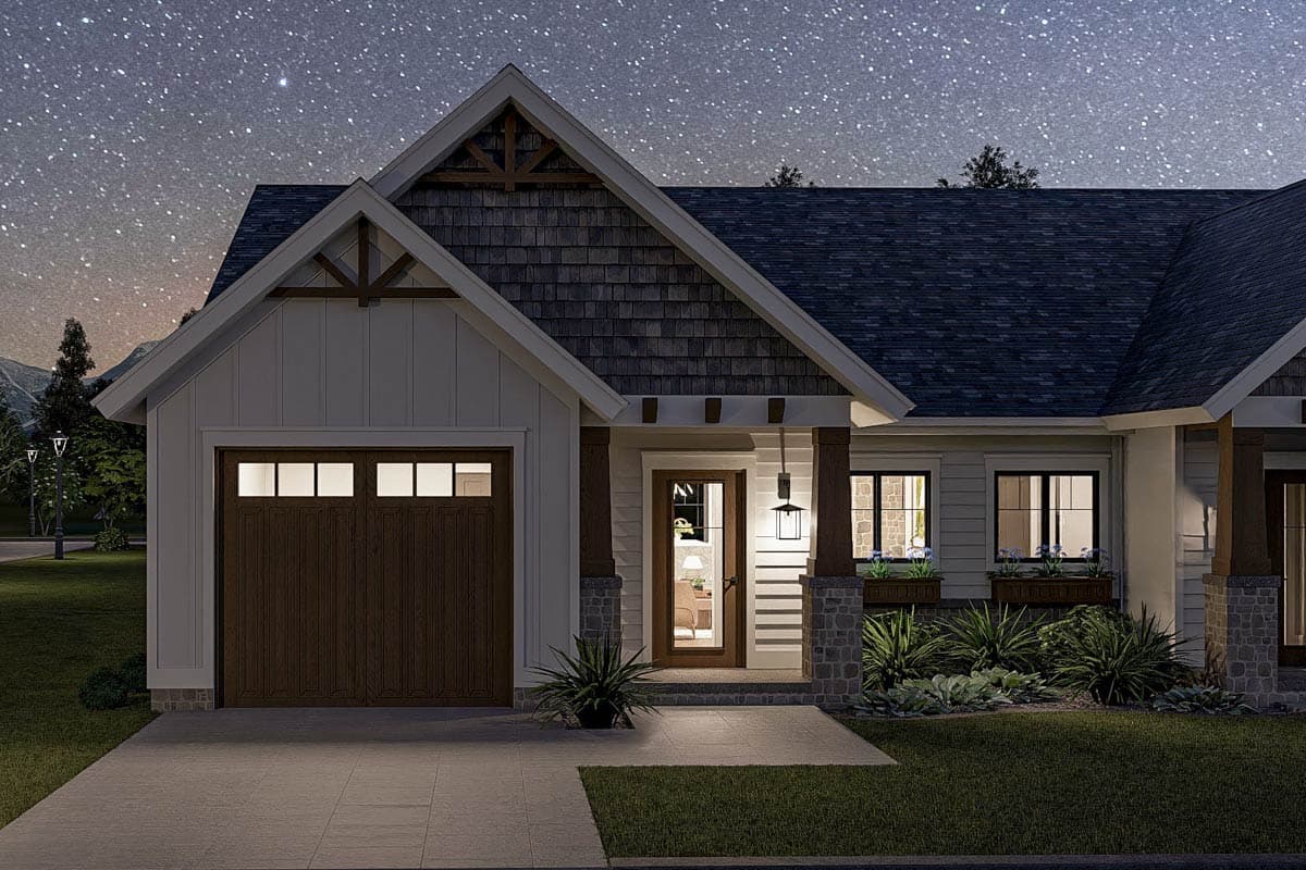 Plan 623463DJ: One-Story Craftsman Duplex with Matching 2-Bed Units Under 1250 Sq Ft - Image #12 - Country, Craftsman