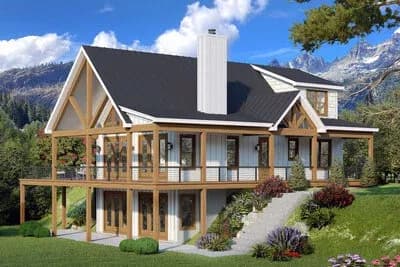 5 to 6 Bedroom Mountain House Plan with Wrap Around Porch - 4068 Sq Ft