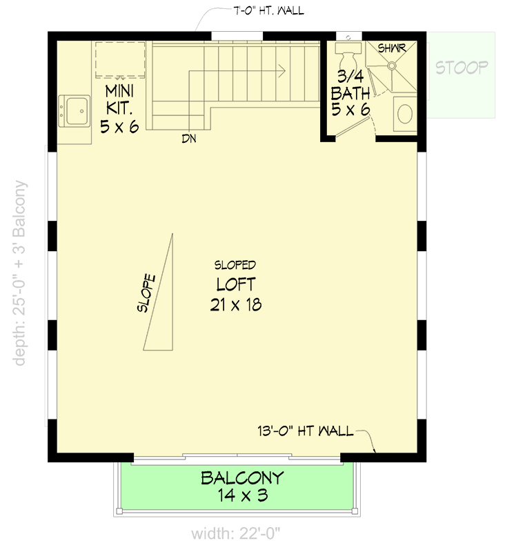 Plan 680499VR: Two-Story Garage Plan with Loft Under 600 Sq Ft - Floor Plan - 2nd Floor - Contemporary