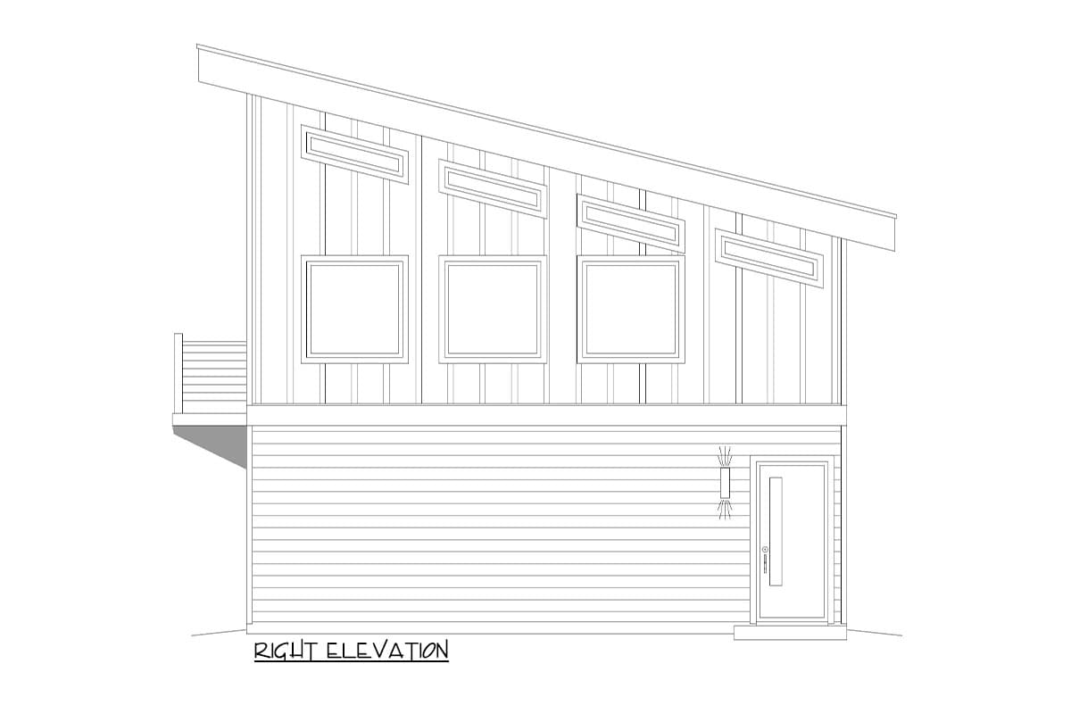 Plan 680499VR: Two-Story Garage Plan with Loft Under 600 Sq Ft - Image #5 - Contemporary