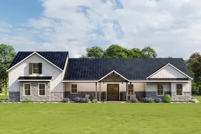 Two-Story Barndominium House Plan with Vaulted Great Room - 2730 Sq Ft
