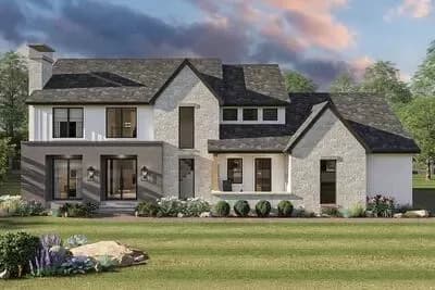 Two-Story Transitional Farmhouse Plan with Main Level Master - 3571 Sq Ft