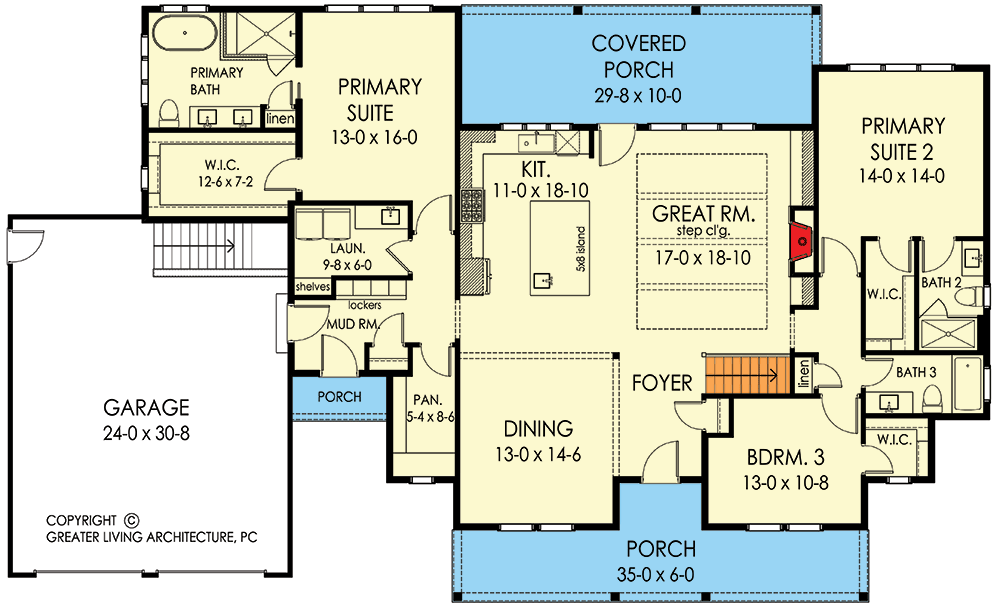 Plan 790163GLV: Single-Story Modern Farmhouse with Formal Dining Room - 2259 Sq Ft - Floor Plan - Main Level - Country, Farmhouse, Modern Farmhouse
