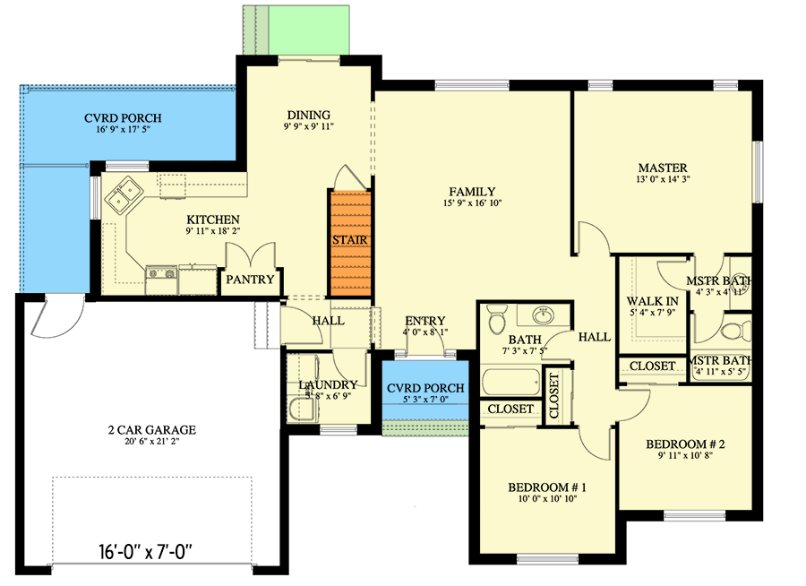 Plan 61565UT: 3-Bed Traditional Ranch House Plan with Clustered Bedrooms - 1479 Sq Ft - Floor Plan - Main Level - Ranch, Traditional
