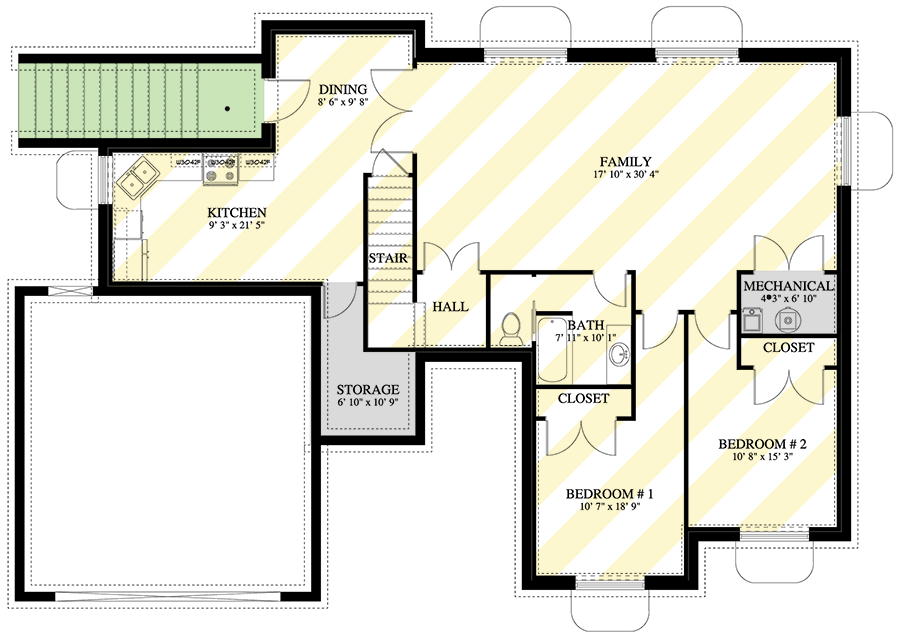 Plan 61565UT: 3-Bed Traditional Ranch House Plan with Clustered Bedrooms - 1479 Sq Ft - Floor Plan - Optional Lower Level - Ranch, Traditional