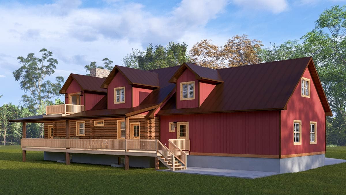 Plan 61569UT: 4-Bed Mountain Log Cabin House Plan with Warp-Around Porch - 4010 Sq Ft - Image #20 - Log Cabin, Mountain